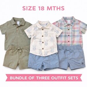 Bundle of 3 Baby Boy Outfit Sets Size 18 Months Carters Modern Moments